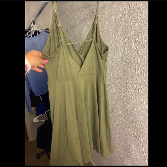 Olive Green Thin  Strap Dress With Adjustable Straps - Picture 2 of 3